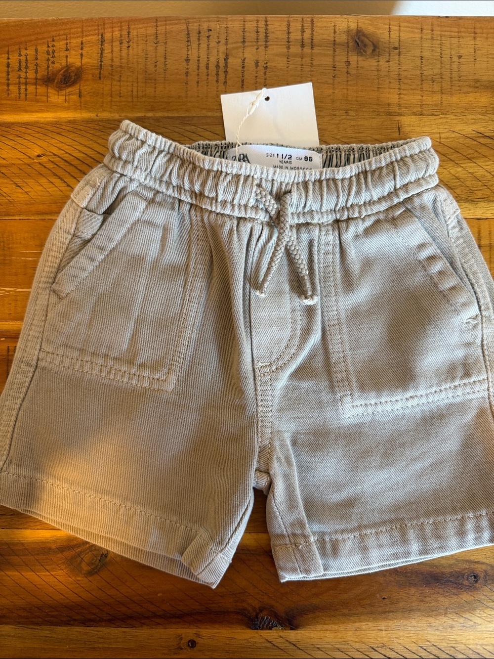 NWT Zara Baby Neutral Beige Knit Drawstring Shorts - Picture 2 of 3